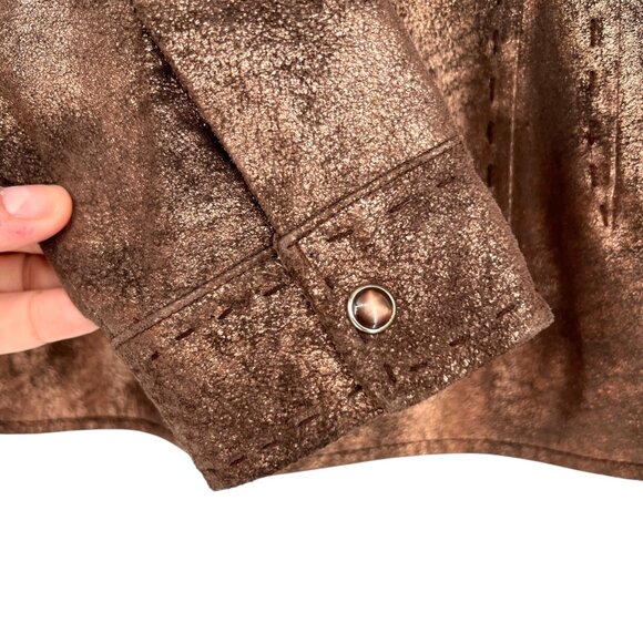 Roper Vintage Leather Jacket Brown Bronze Metallic Full Zip Size Small - Picture 7 of 16